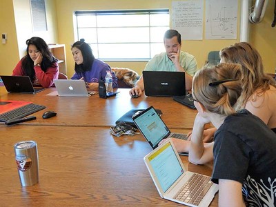 students in the Climate Adaptation Science lab