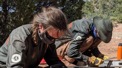 AmeriCorps members Jessica LeDuc (Logan, Utah) and Mark Hrpcek (Racine, Wisconsin).
