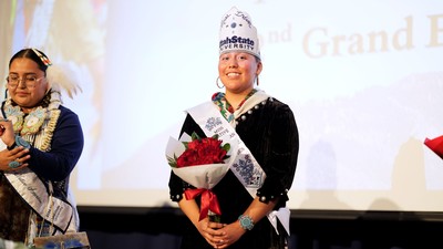 Cynthia Tsosie wearing a crown and sash.