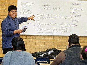 USU student Jose Campus giving a presentation