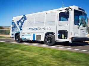 USU's autonomous bus on the road