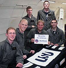 USU Get Away Special students in microgravity plane 