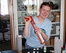 USU undergrad Shannon Babb inside Alaskan research lab