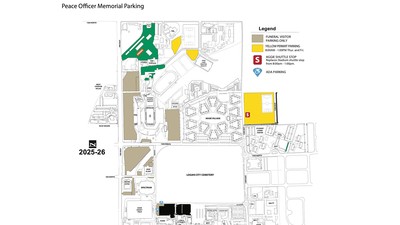 Map of USU parking plans surrounding the Spectrum
