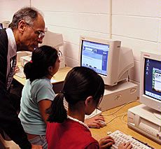 Hector Mendiola with afterschool youth