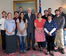 USU group with Iceland's president in the presidential residence