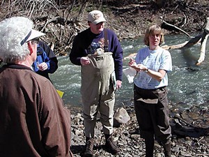 Inaugural Professor Nancy Mesner teach citizen scientists about waatersheds