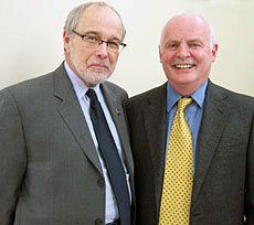USU Provost Ramond Coward and professor Robert Gillies