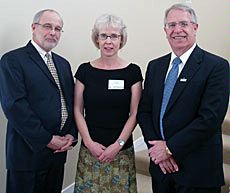 Inaugural Professor group, Provost Coward, Phebe Jensen, President Albrecht