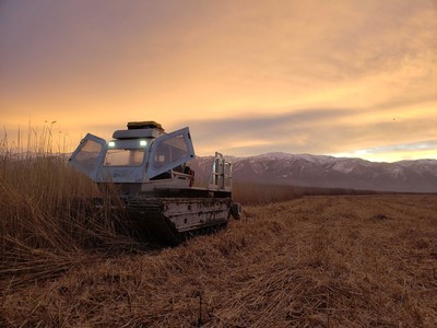 A machine in a field.