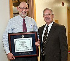 USU History Department Head Norm Jones with USU President Stan Albrecht