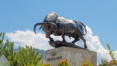USU Athletics Meet the Challenge Bull Statue