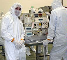 USU grad student Josh Hodges in clean room