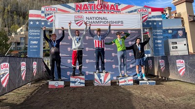 USU senior and club Vice President Trevor McDonough on the podium.