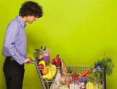 student with shopping cart