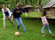 USU students in Ethiopia playing soccer