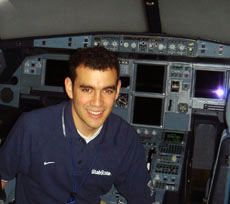 Josh Krason in the simulator cockpit 