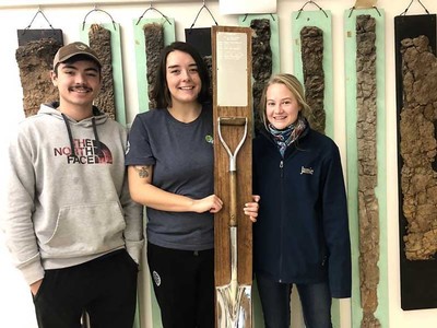 Miles Coker, Emma Thompson, and Jamie Lowham win soil competition in 2018.