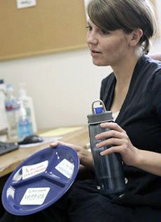 USU dietitian Marlee Harris demonstrating well-ballenced plate