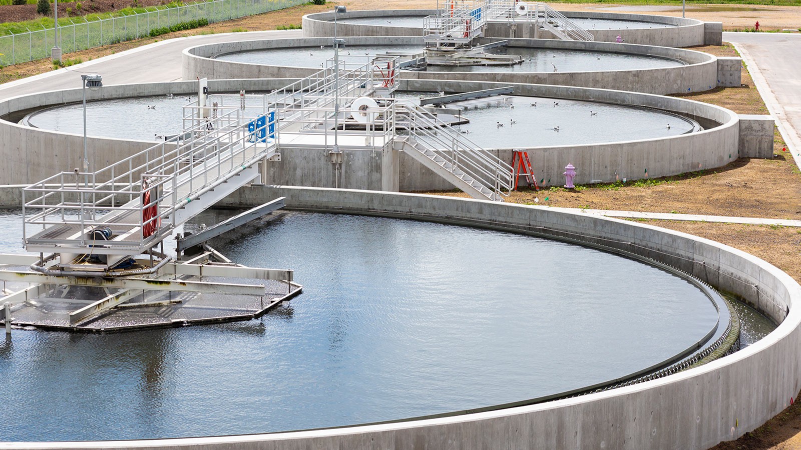 A wastewater treatment plant.