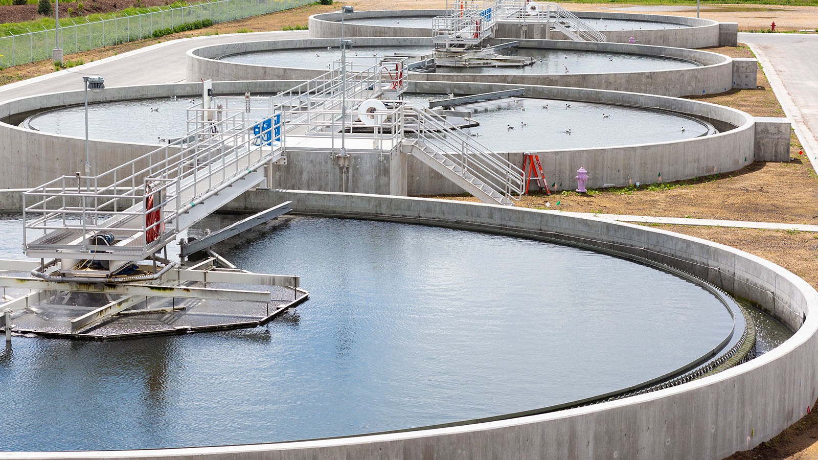 A wastewater treatment plant.
