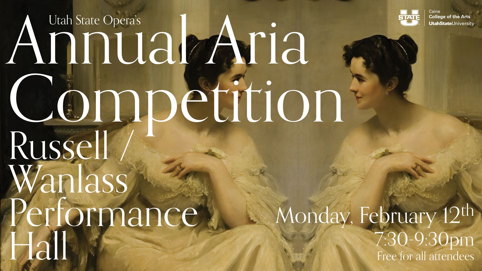 Text Reads: Russell Wanlass Performance Hall, Feb. 12. 7:30 p.m., free.