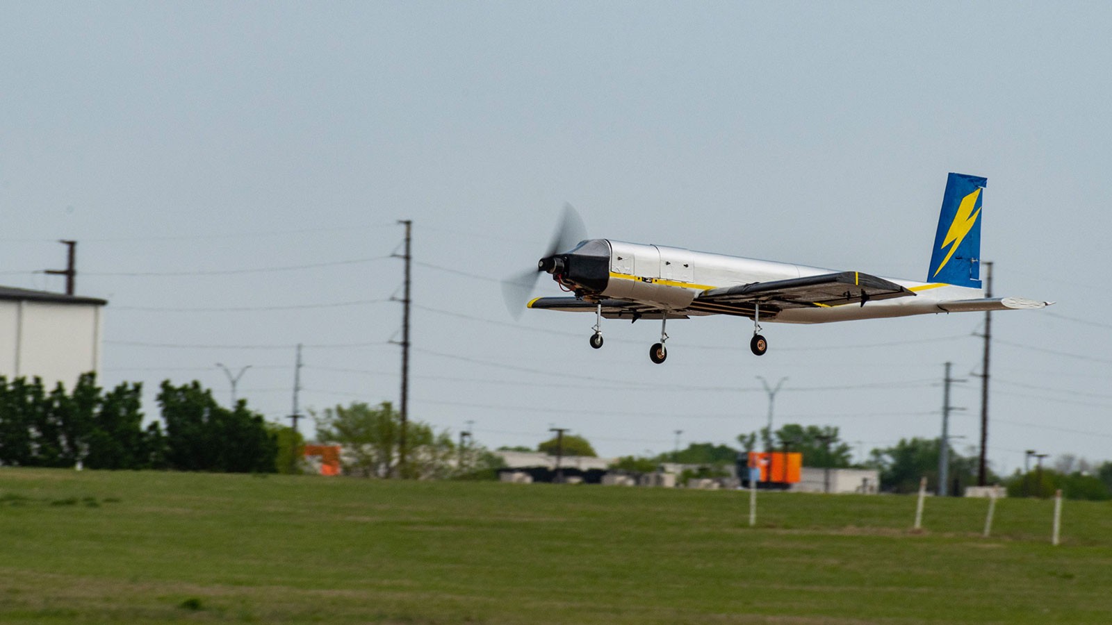 A model airplane in flight.