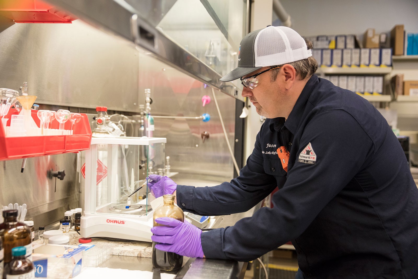 A worker in a chemistry lab.