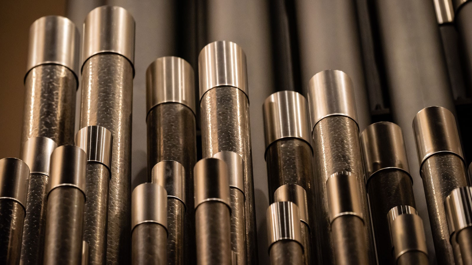 Pipes on a pipe organ.