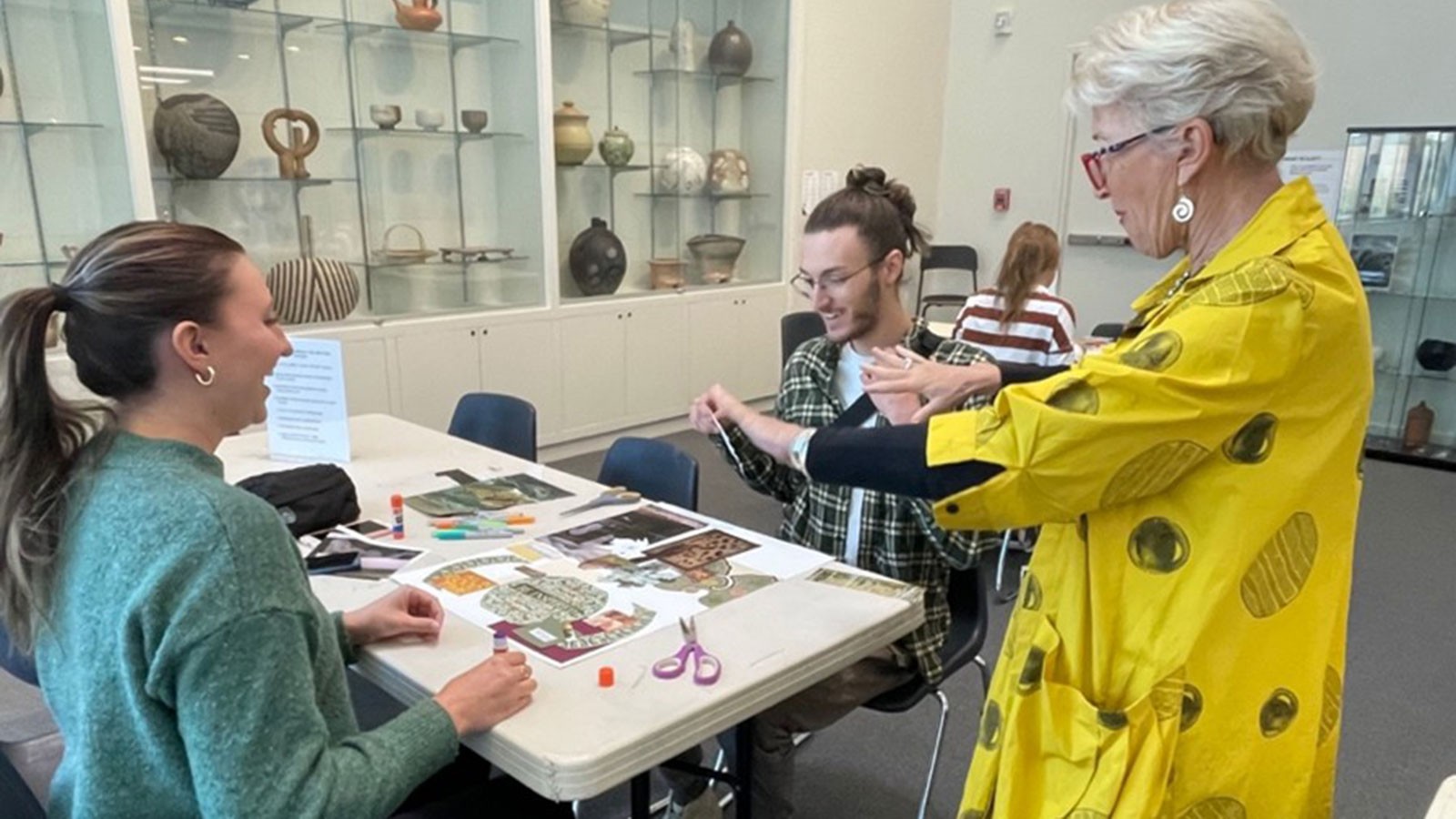 People participating in an art project.