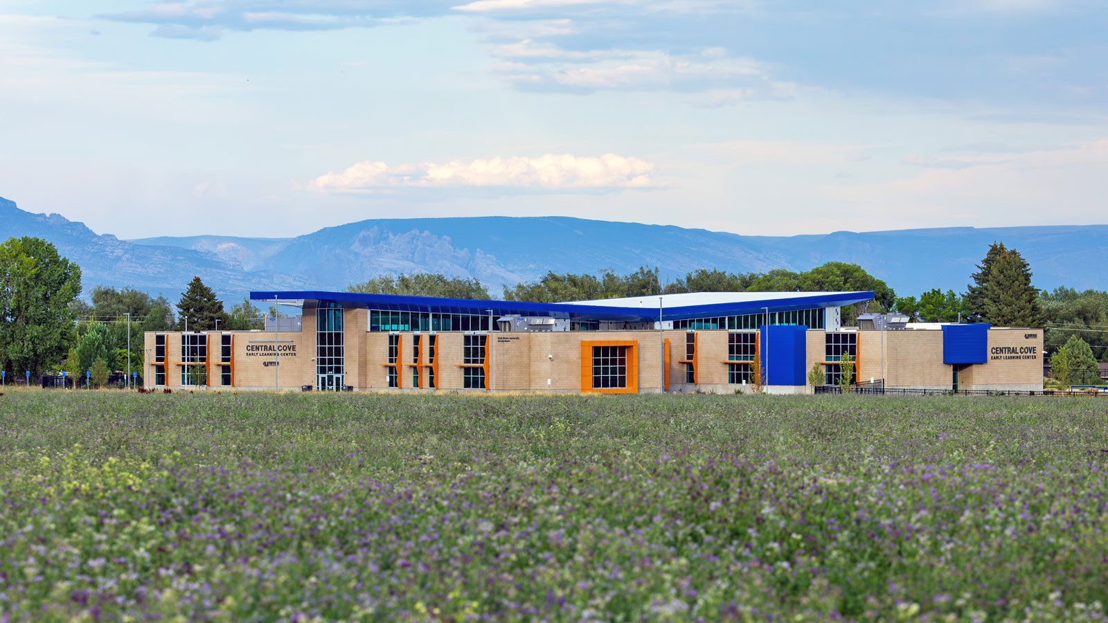 A school building.