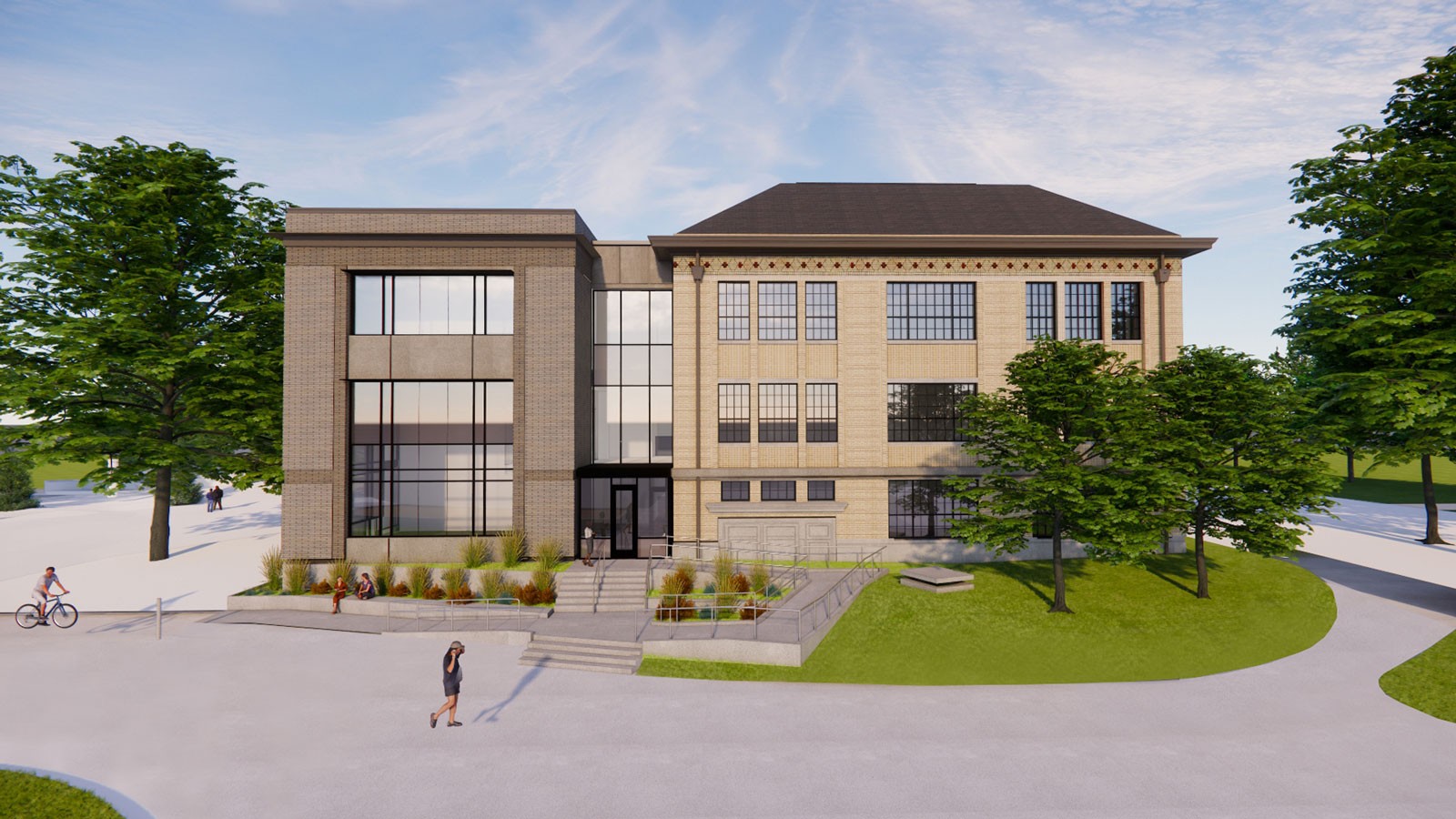 An architectural rendering of a university building.