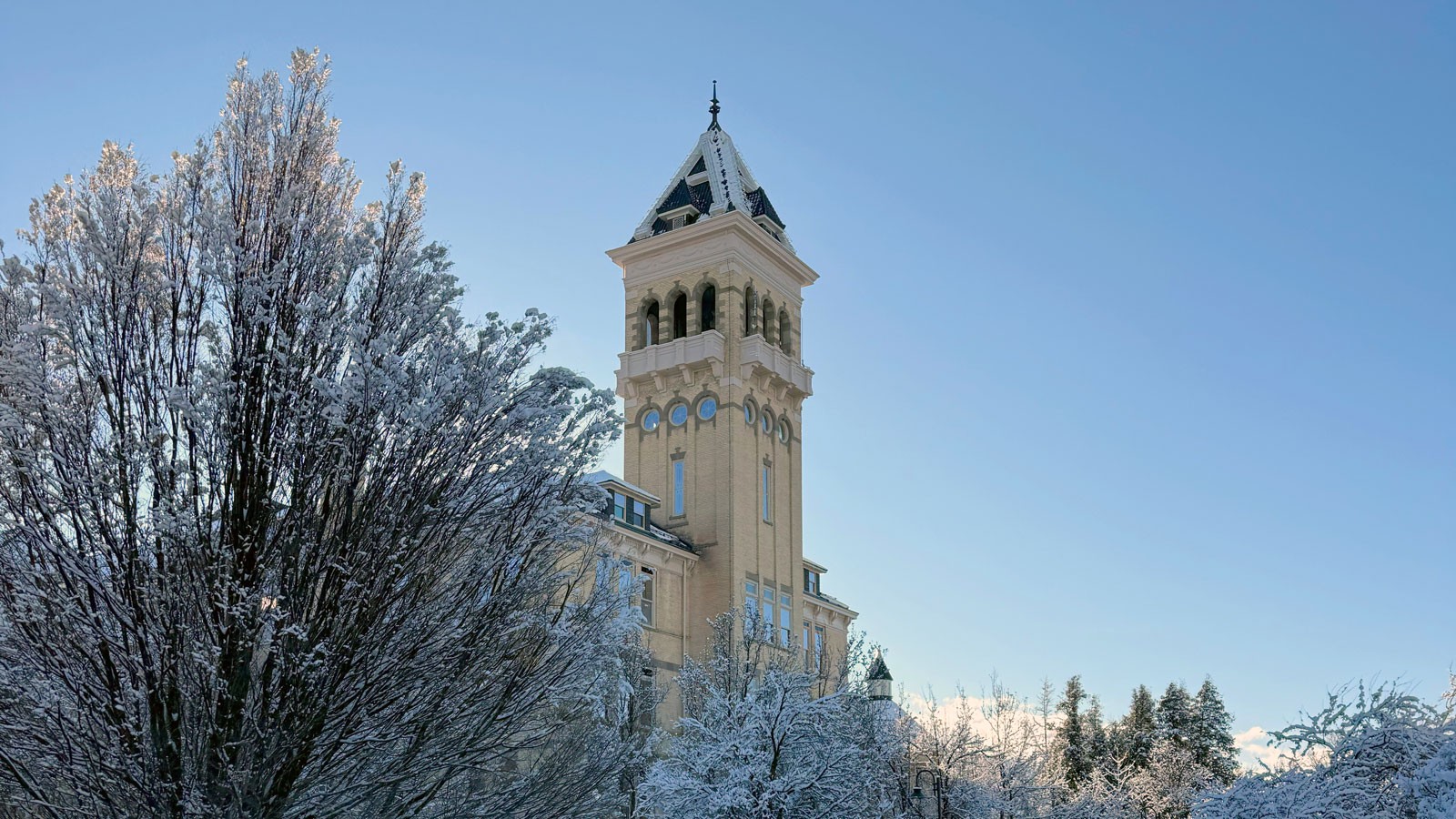 Old Main in winter.