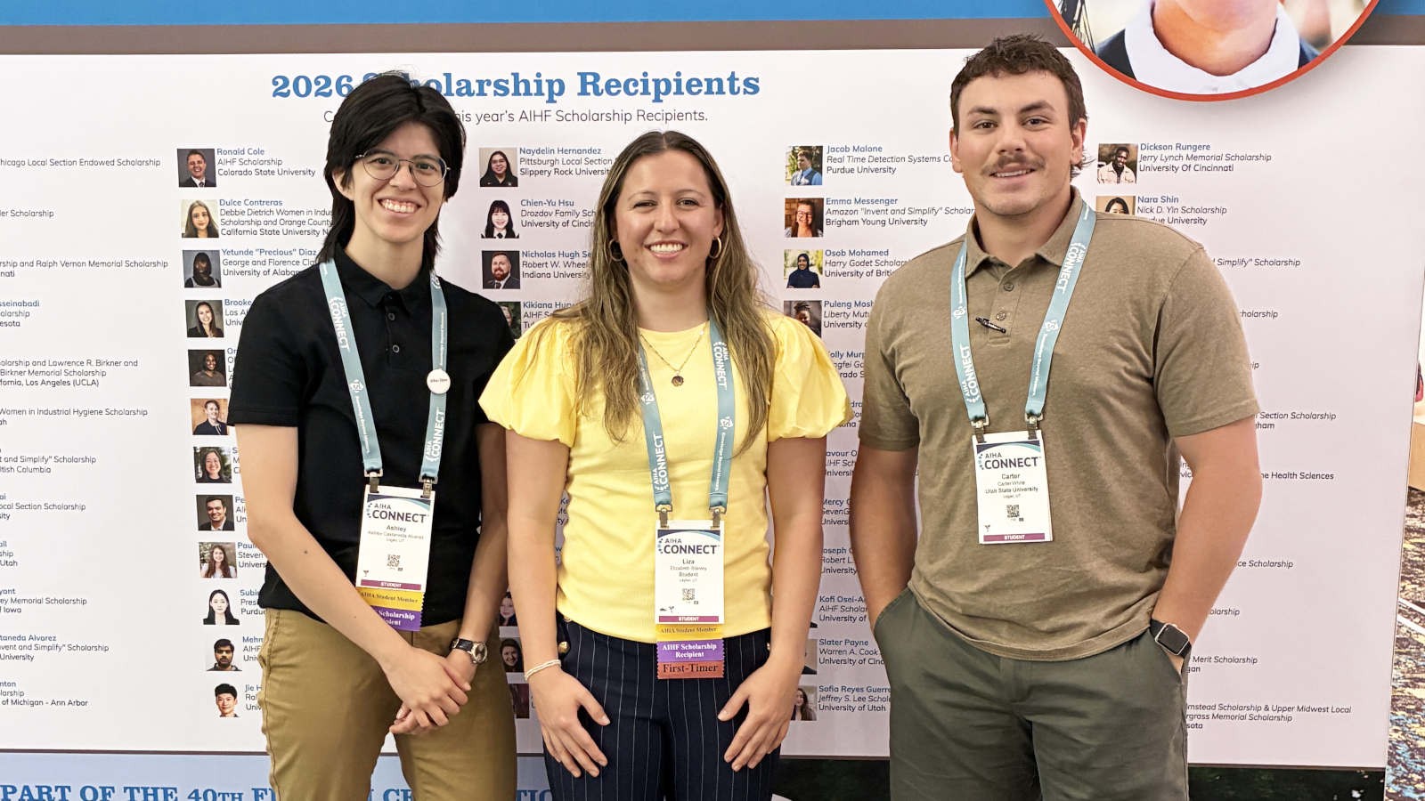 USU scholars Ashley Castañeda Álvarez, Elizabeth Stanley and Carter White.