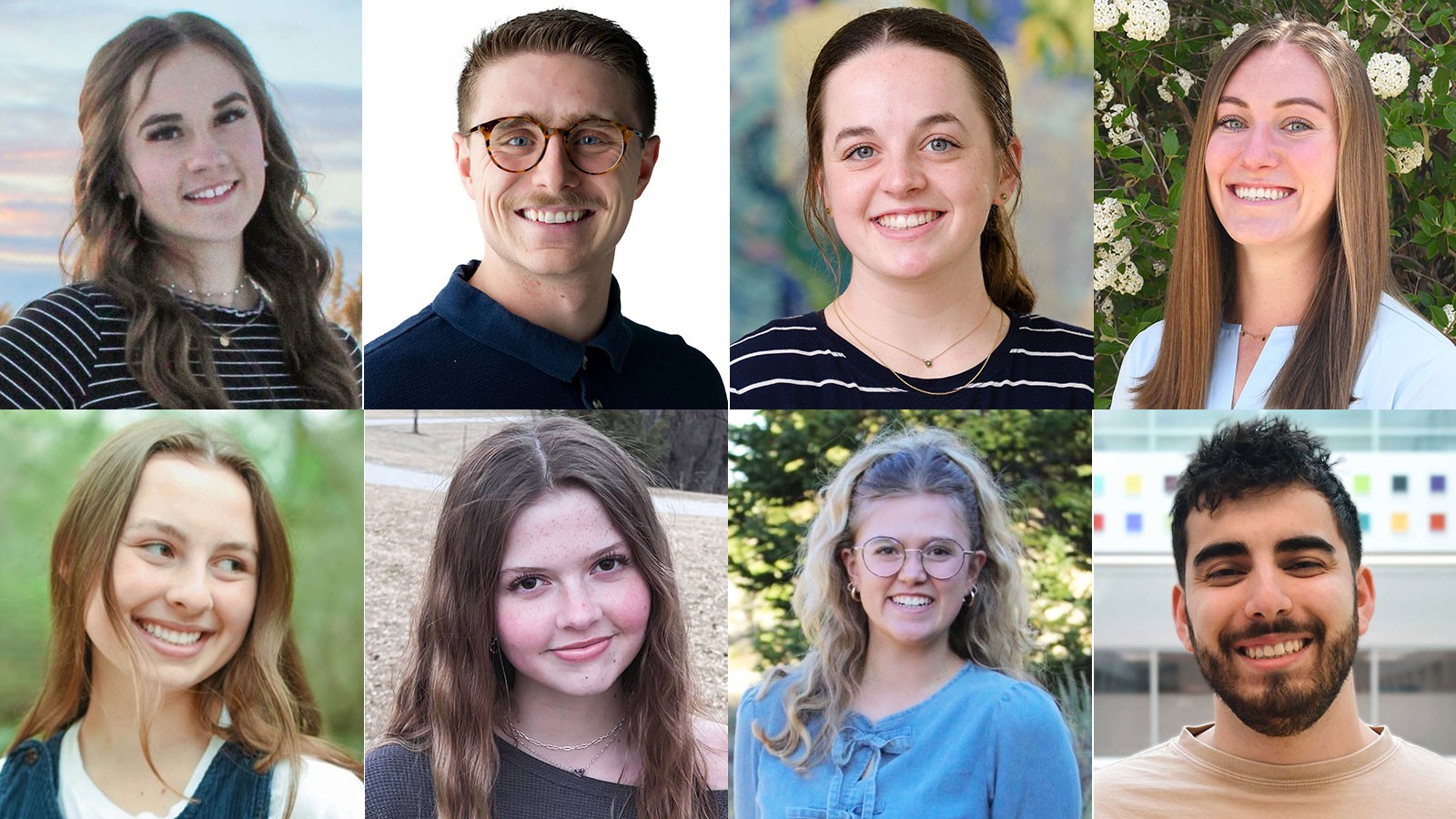 Portrait photos of eight people.