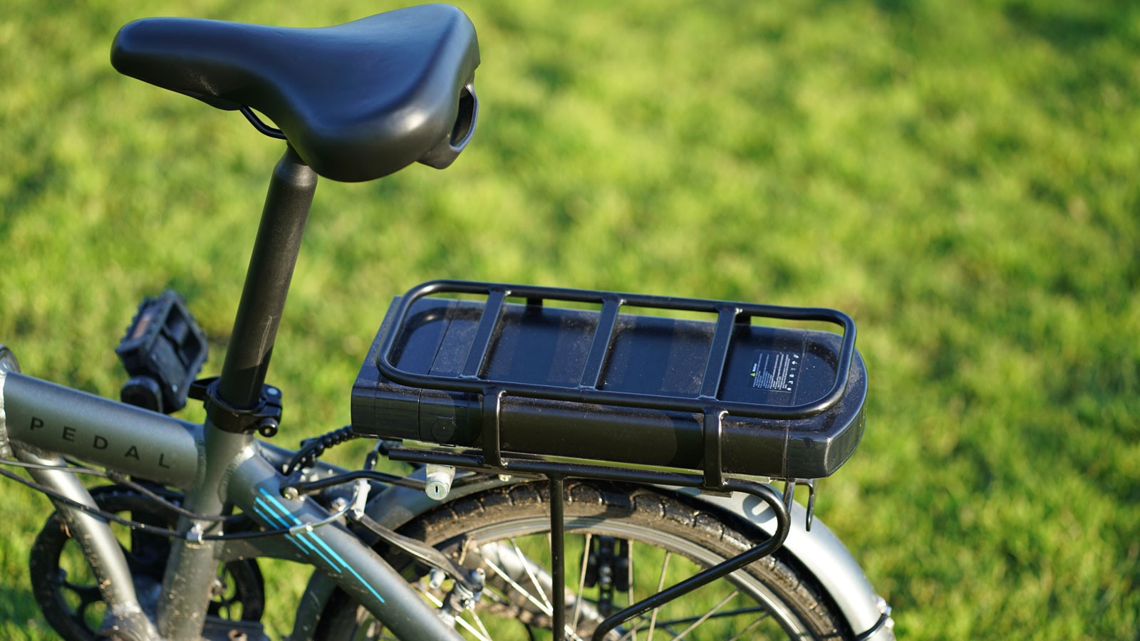 An e-bike with a rechargeable battery.