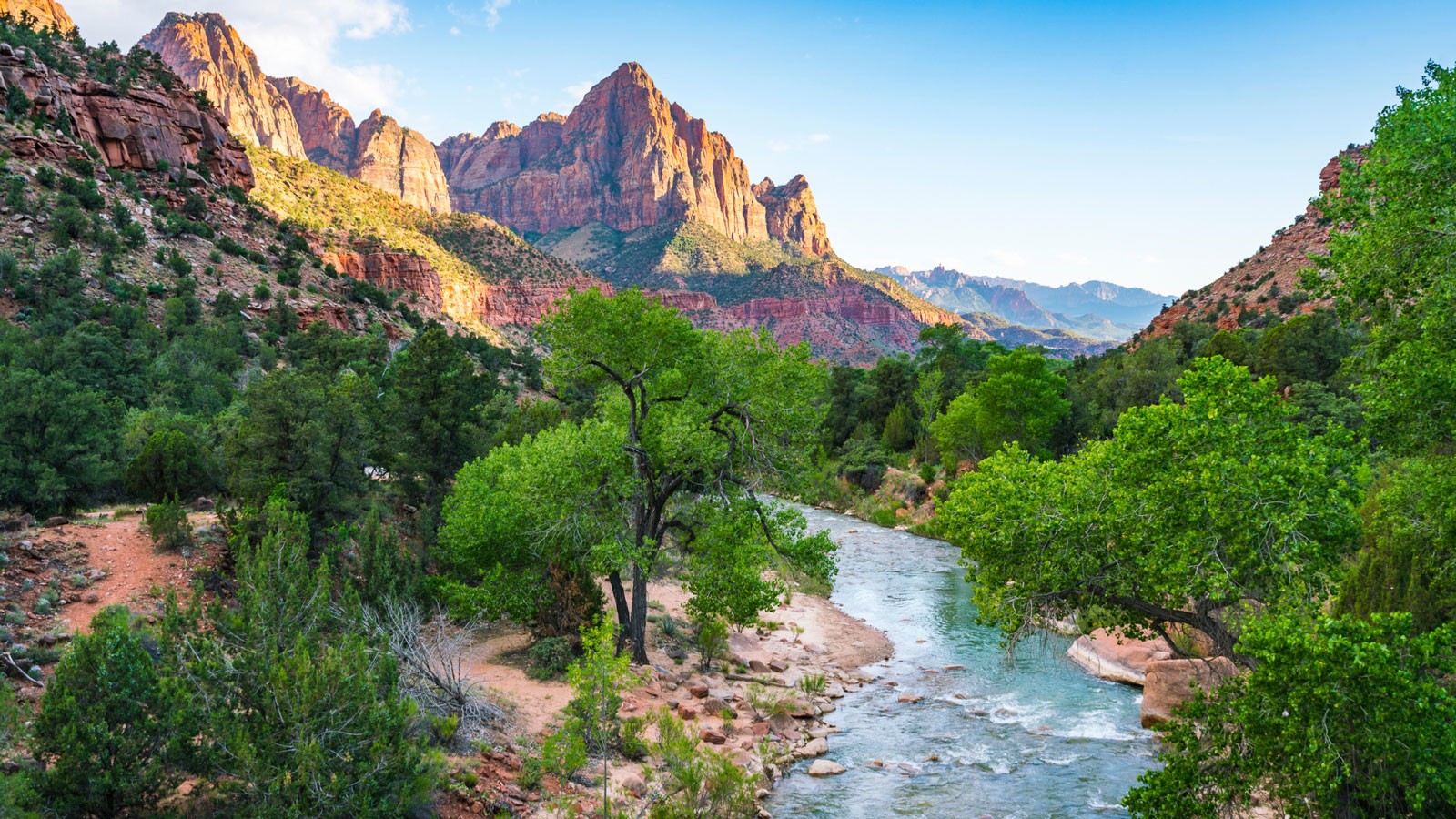A river in a red rock desert.
