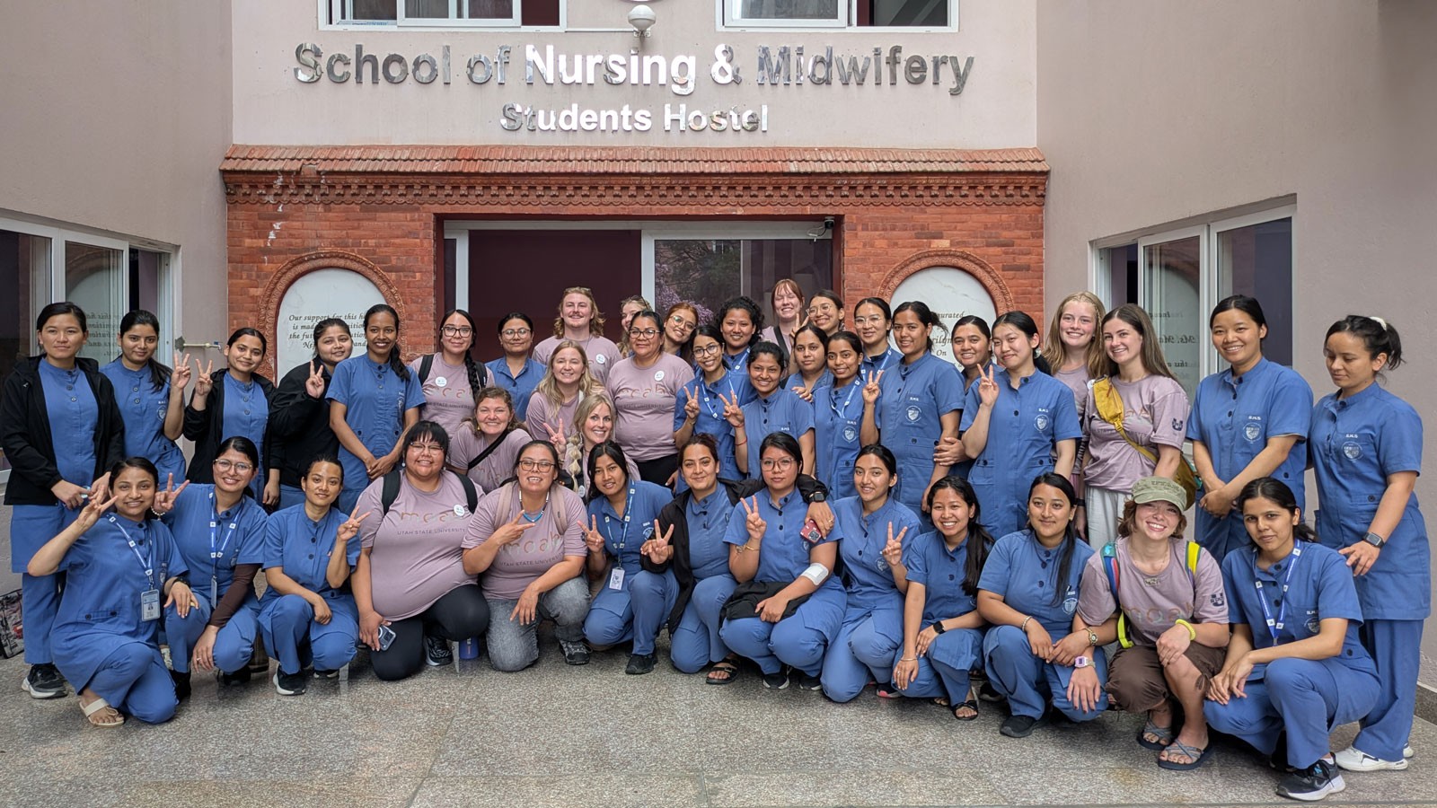A group photo of nursing students in Nepal.