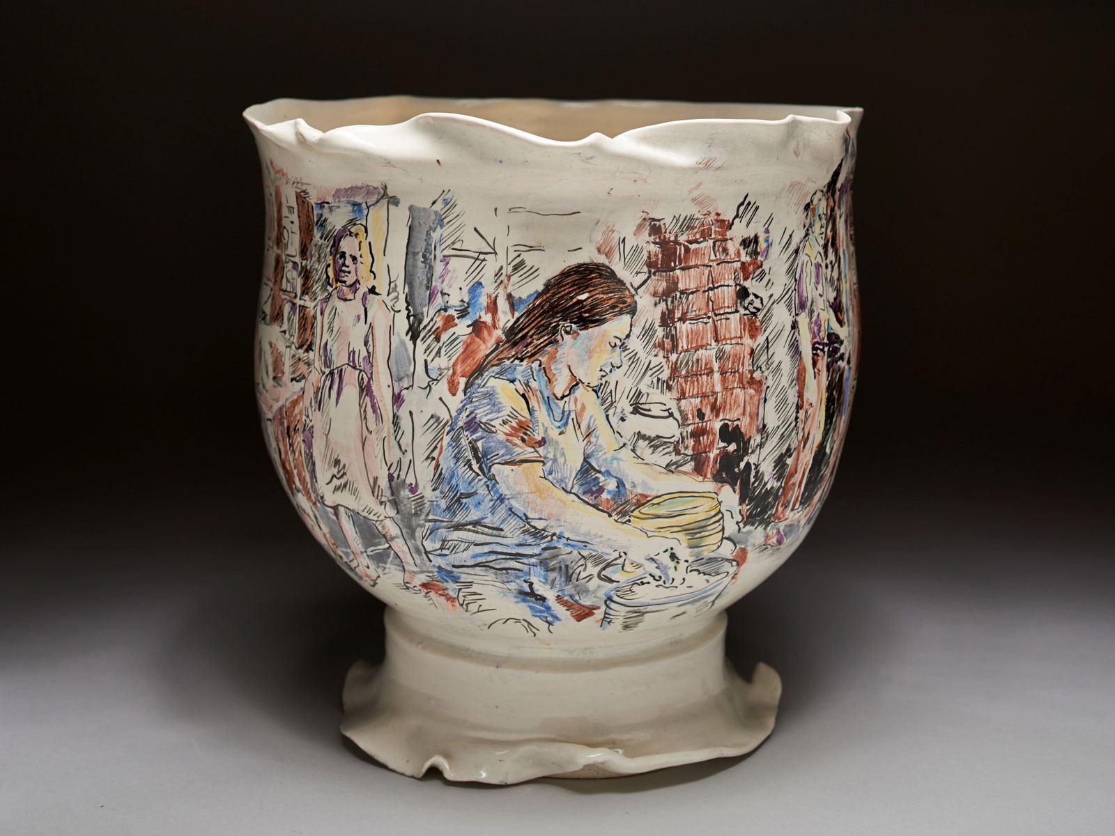 A ceramic piece with an intricate design.