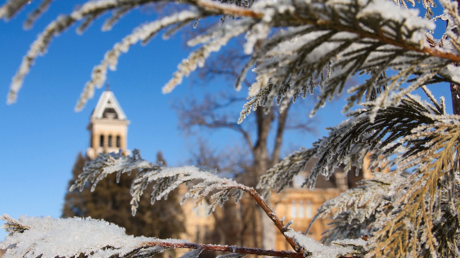 Old Main in winter.
