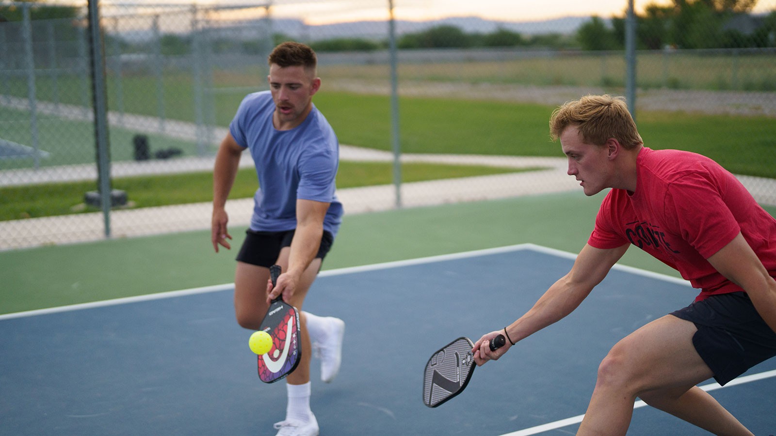 People playing pickleball.