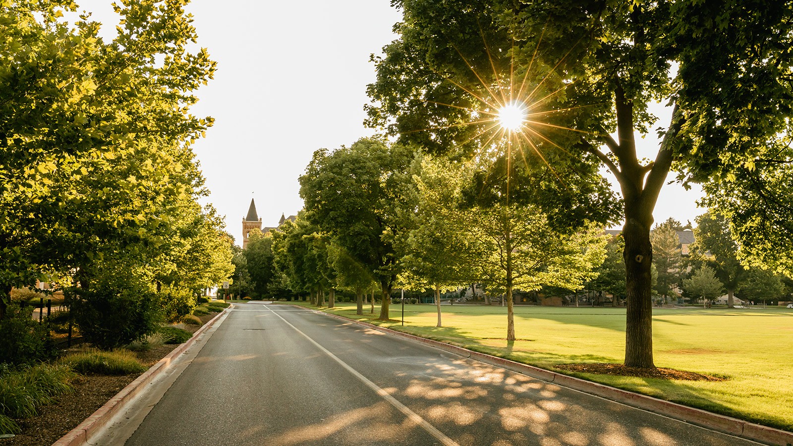USU's Champ Drive and Quad looking west toward Old Main.