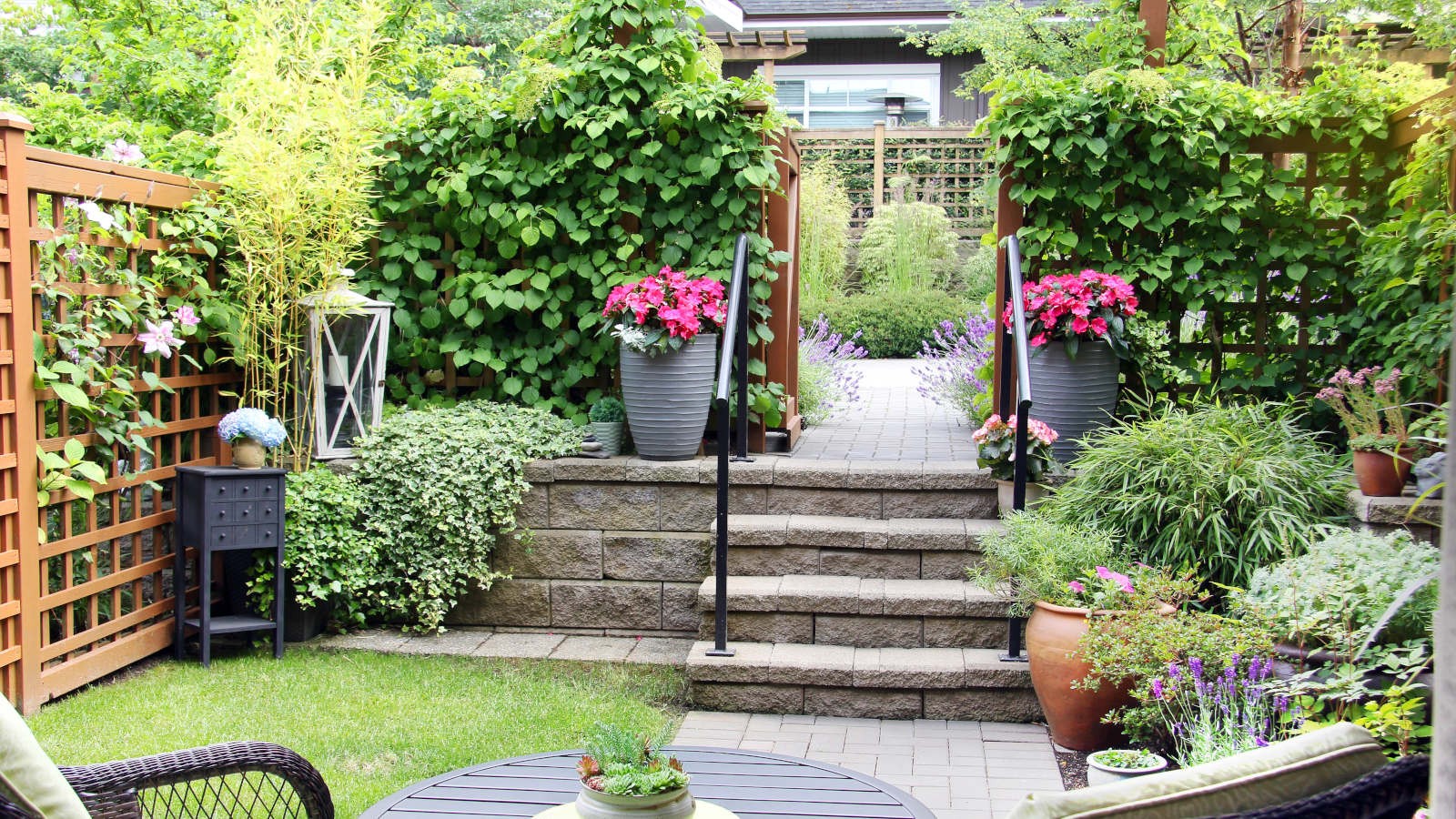 A landscaped garden.