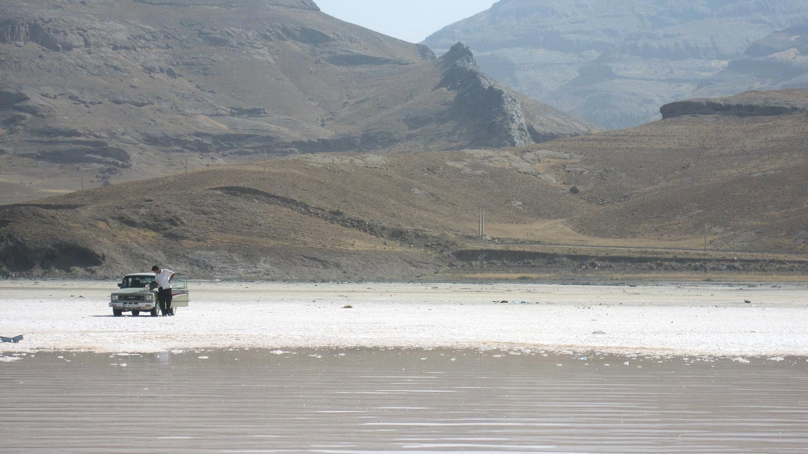 Dry salt bed in Lake Urmia in Iran.