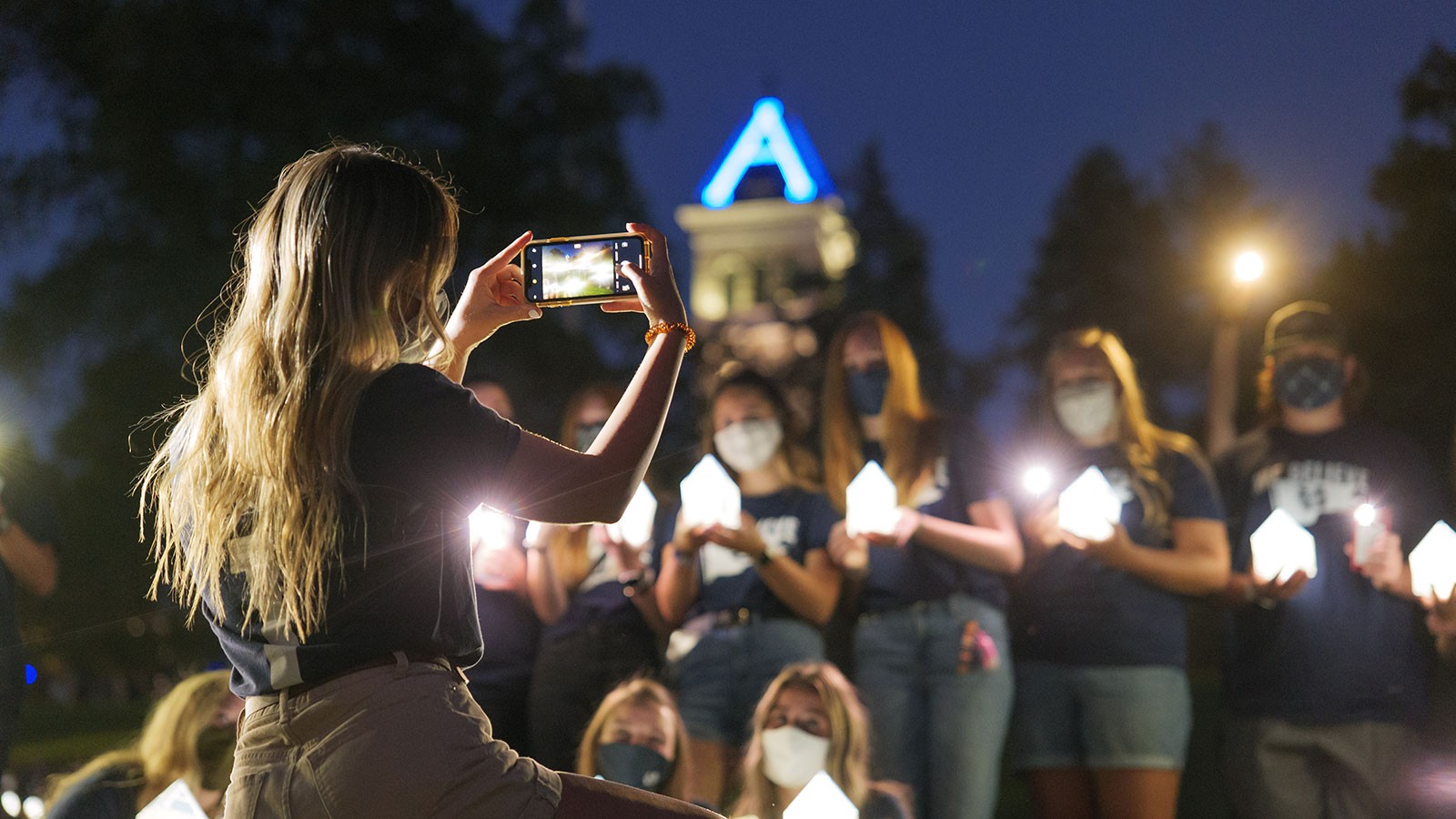 USU students at USU's 2020 Luminary event.