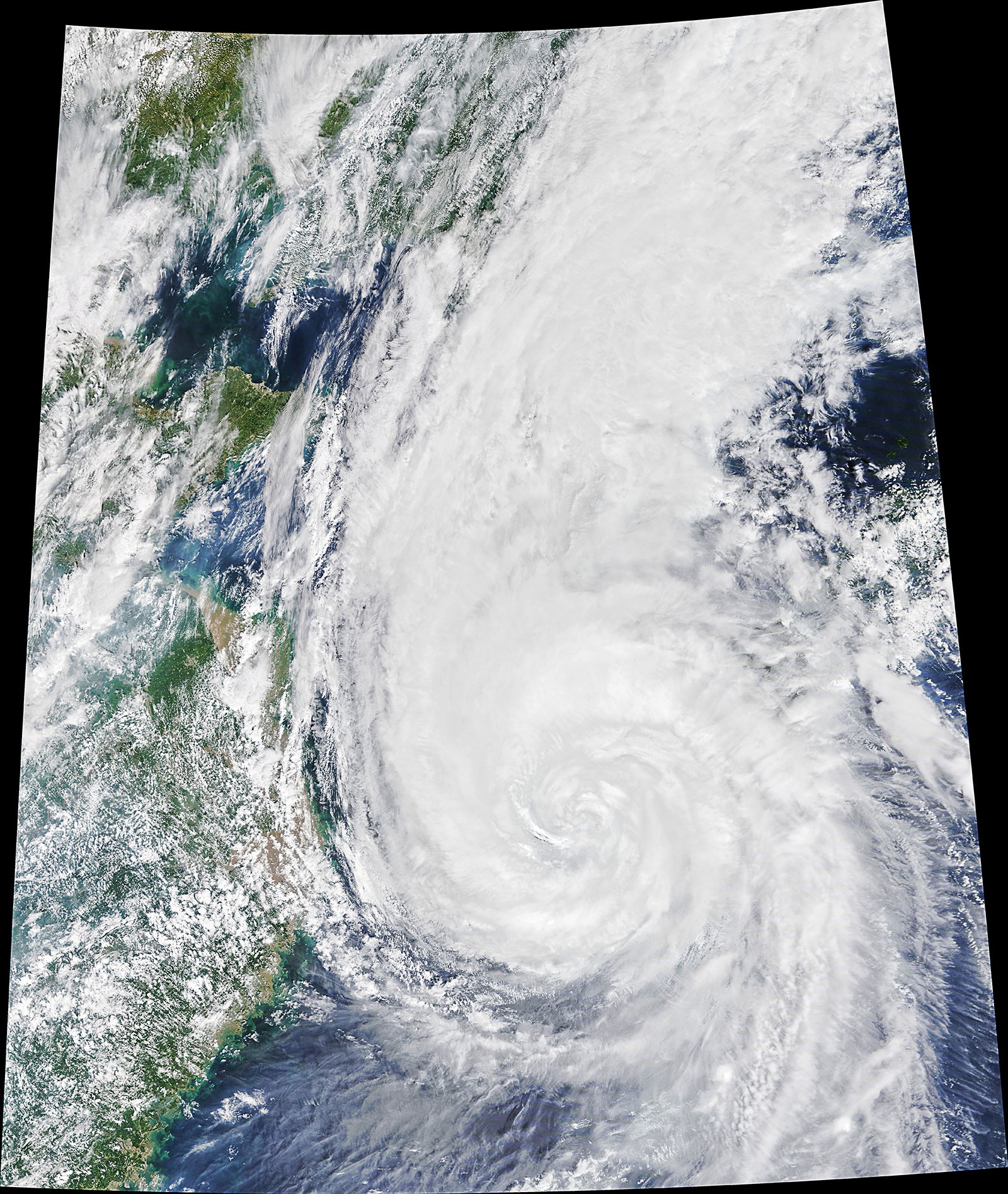 On September 2, 2020, a NASA Earth Observatory satellite recorded this view of Typhoon Maysak.