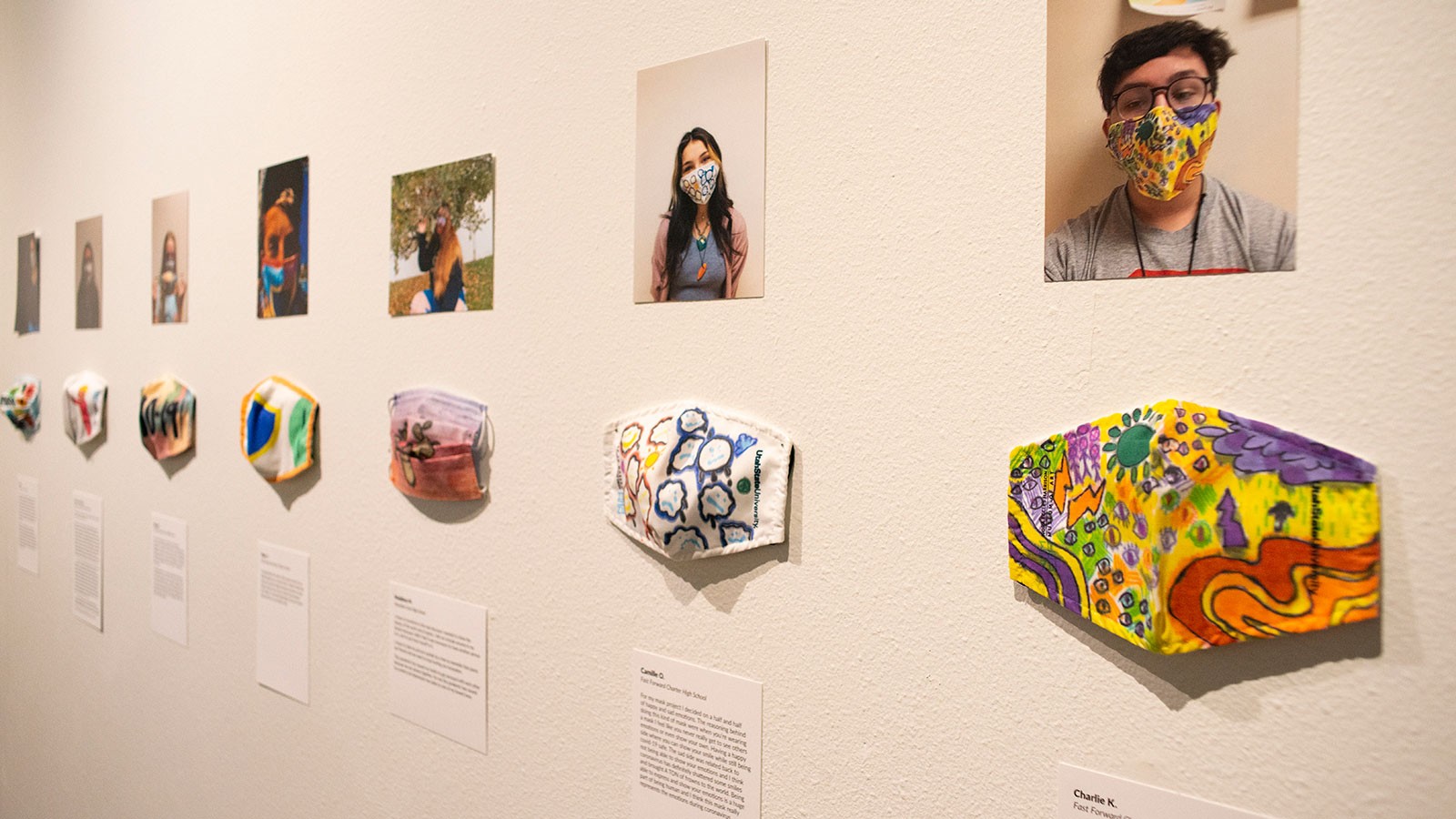 masks created by a local Cache Valley student on display at NEHMA.