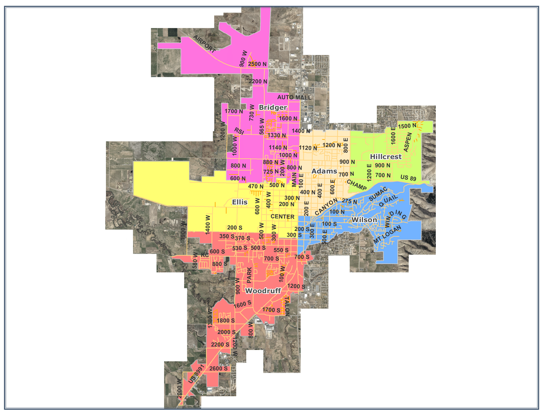 A Map of Logan City Areas