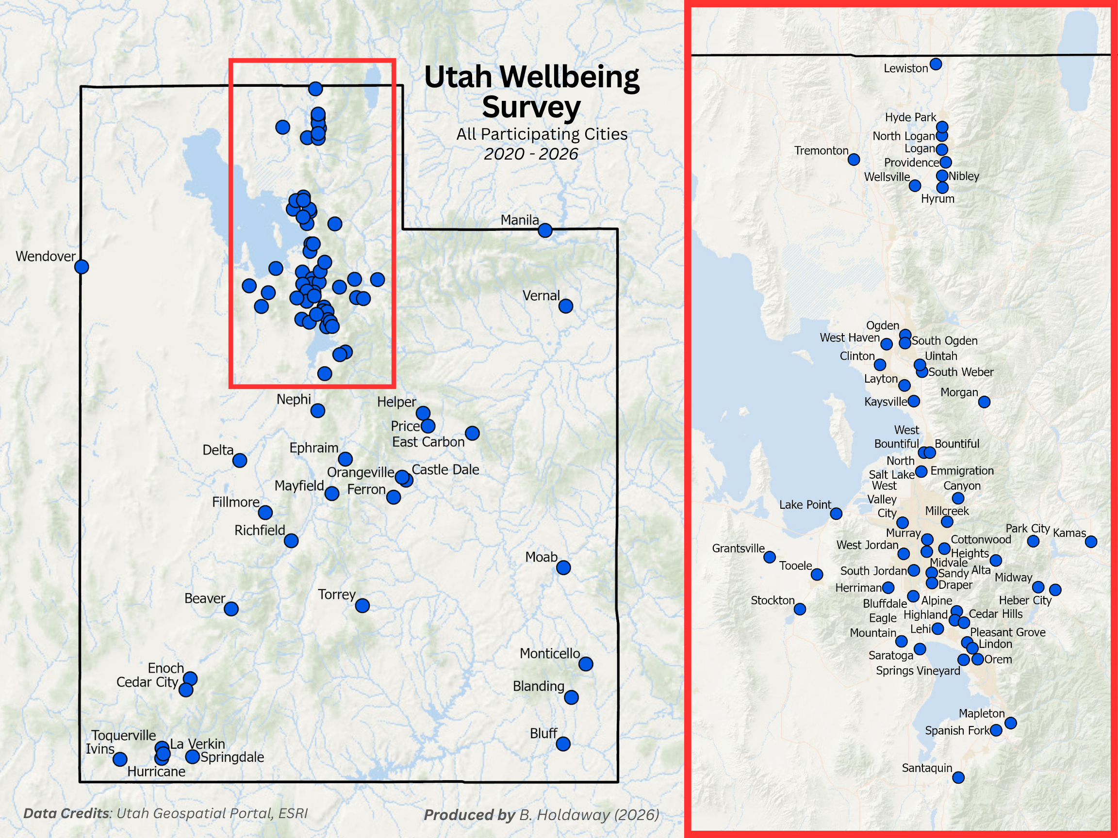 All Participating Cities 2020-2026 Cities: Alpine, Alta, Beaver, Blanding, Bluff, Bluffdale, Bountiful, Castle Dale, Cedar City, Cedar Hills, Clinton, Cottonwood Heights, Delta, Draper, Eagle Mountain, East Carbon, Emigration Canyon, Enoch, Ephraim, Grantsville, Heber, Helper, Herriman, Highland, Hurricane, Hyde Park, Hyrum, Ivins, Kamas, Kaysville, La Verkin, Lake Point, Layton, Lehi, Lewiston, Lindon, Logan, Manila, Mapleton, Midvale, Midway, Millcreek, Moab, Monticello, Morgan, Murray, Nephi, Nibley, North Logan, North Salt Lake, Ogden, Orangeville, Orem, Park City, Pleasant Grove, Price, Providence, Richfield, Sandy, Santaquin, Saratoga Springs, South Jordan, South Ogden, South Weber, Spanish Fork, Springdale, Stockton, Tooele, Toquerville, Tremonton, Uintah City, Vernal, Vineyard, Wellington, Wellsville, Wendover, West Bountiful, West Haven, West Jordan, West Valley City, and Woods Cross
