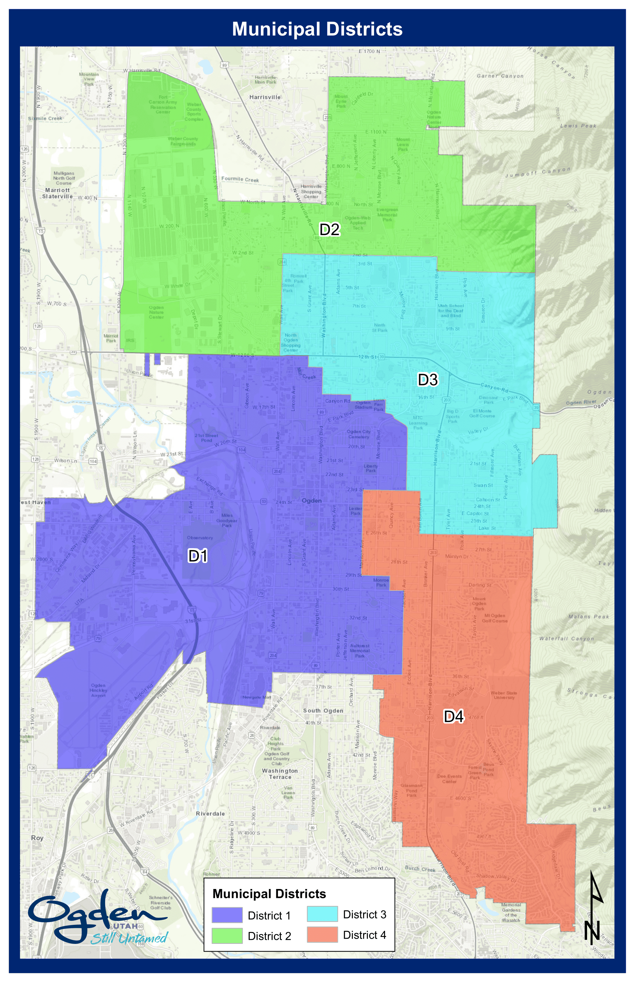 A Map of Ogden City Areas